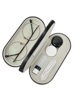 Oasisgalore 2-in-1 Contact Lens and Glasses Case with Mirror and Storage Kit for Travel (Black)  - Image 1