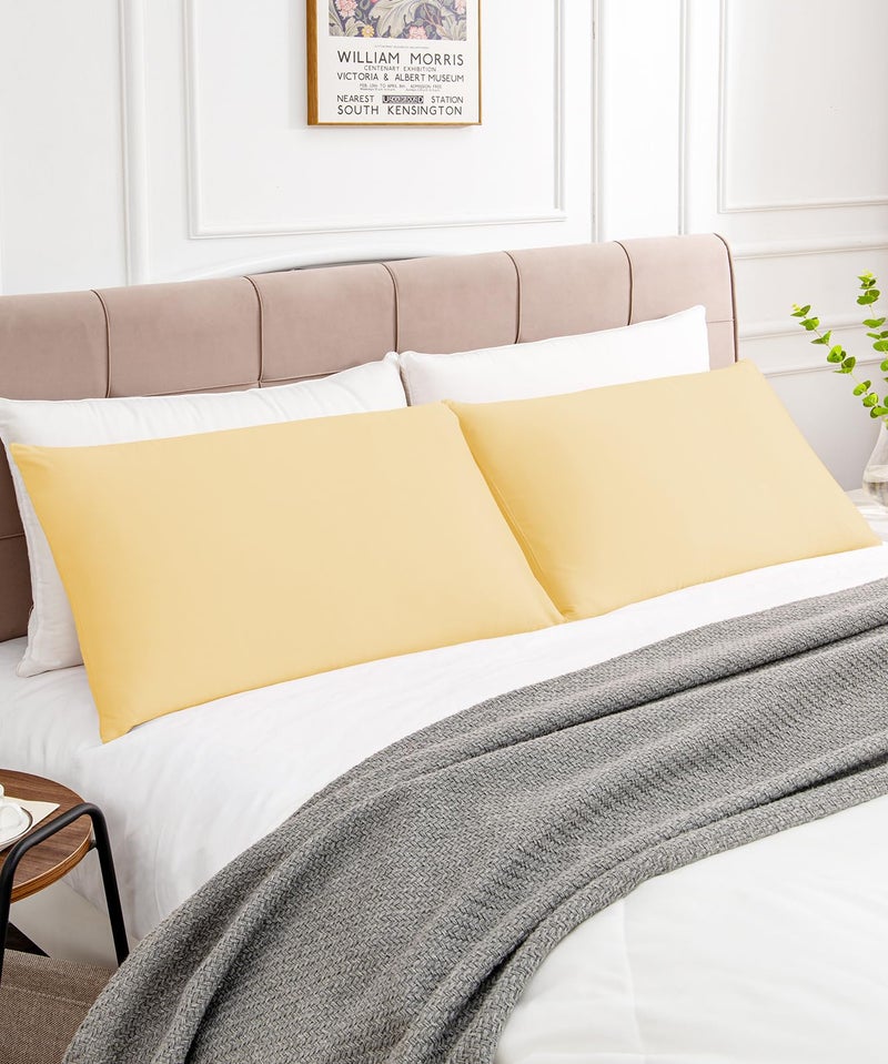 Warmstar Cotton Pillow Cases Standard Size Set of 2, 600 Thread Count Pillowcases 20x26 Inches, Soft Long Staple Cotton Pillowcases Breathable with Envelope Closure, Mustard Yellow - Image 3