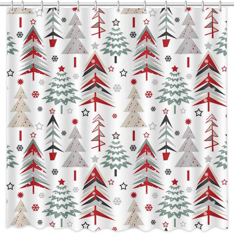 ميهوفوند Mehofond عيد الميلاد ستارة دش عيد الميلاد الستار دش دش الشتاء نمط ندفة الثلج النمط دش للديكور الحمام قابلة للغسل نسيج الحمام الستائر 72x72 في - Image 3