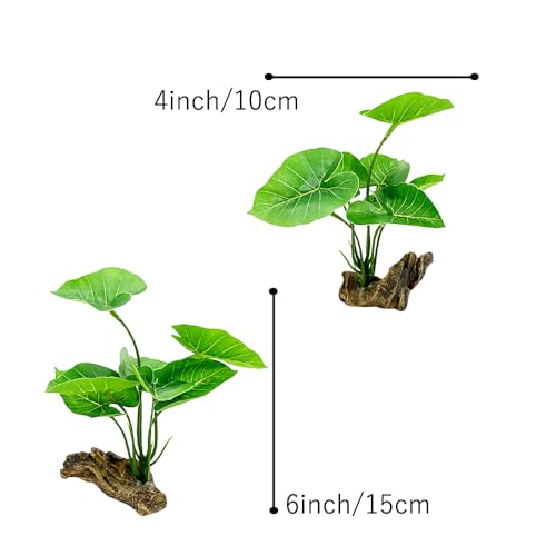 Smoothedo-Pets Fish Tank Decor Aquarium Decorations Ornaments Betta Leaf pad Hammock 6inch Plastic Artificial Plant Goldfish Fish Hides Small Tank/Reptiles Plants Driftwood (Green-Type-A) - Image 5