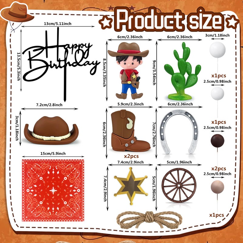KEEPARTY Cowboy Cake Decorations Cowboy Hat and Boot Cake Toppers Western Cowboy Cowgirl Birthday Baby Shower for Western Theme Party Favors Supplies - Image 2