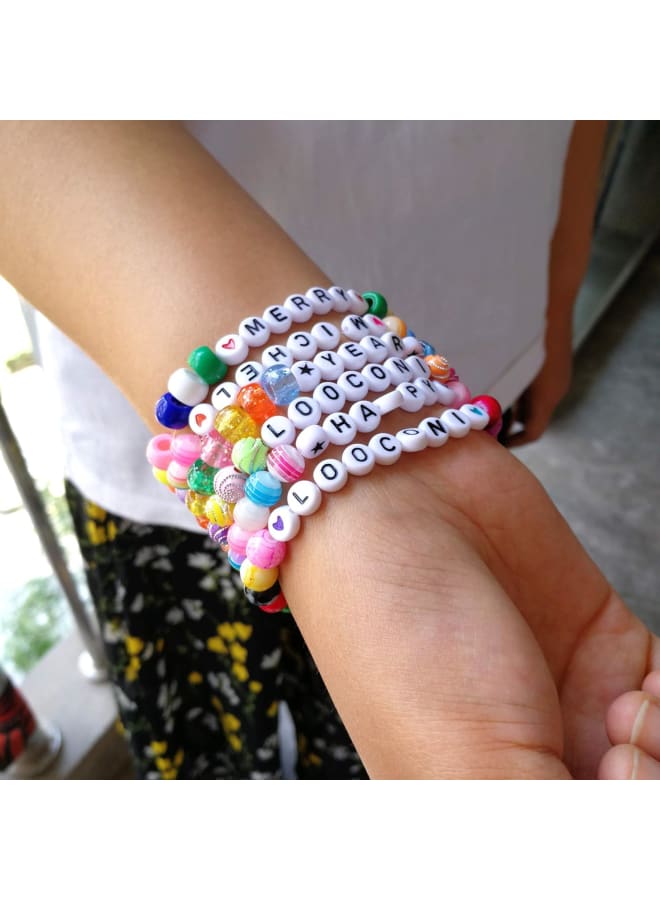 1600pcs Letter Beads Smiley Beads Star Beads Number Beads and Heart Beads 7x4mm White for Jewelry Making - Image 5