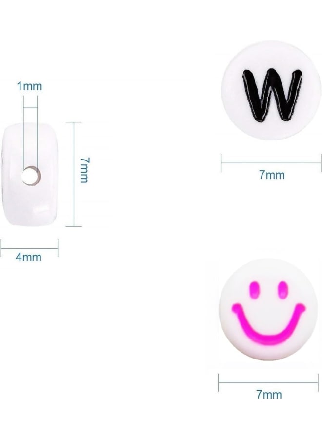 1600pcs Letter Beads Smiley Beads Star Beads Number Beads and Heart Beads 7x4mm White for Jewelry Making - Image 2