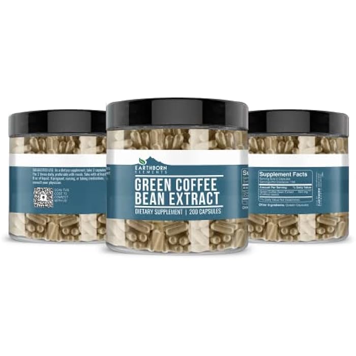Earthborn Elements Green Coffee Bean Extract 200 Capsules, Pure & Undiluted, No Additives - Image 4