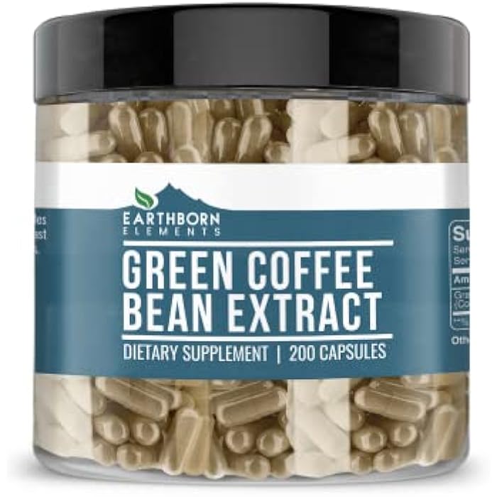 Earthborn Elements Green Coffee Bean Extract 200 Capsules, Pure & Undiluted, No Additives - Image 1