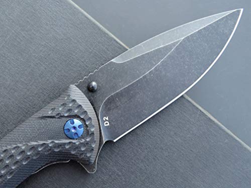 Eafengrow EF927 Pocket Knife D2 Steel Blade with Black-Oxide Coating Outdoor Knife G10 Handle Ball Bearing Safe Open Flipper Knife for Camping Work (Black) - Image 4