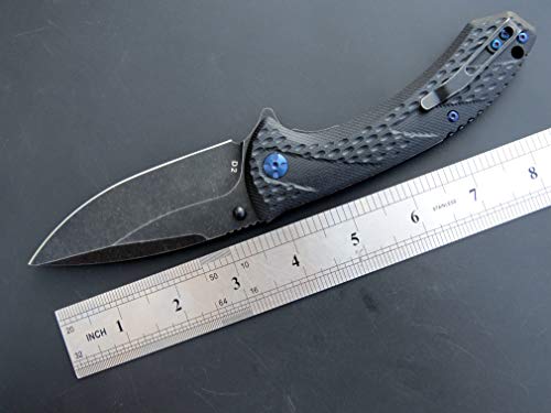 Eafengrow EF927 Pocket Knife D2 Steel Blade with Black-Oxide Coating Outdoor Knife G10 Handle Ball Bearing Safe Open Flipper Knife for Camping Work (Black) - Image 2