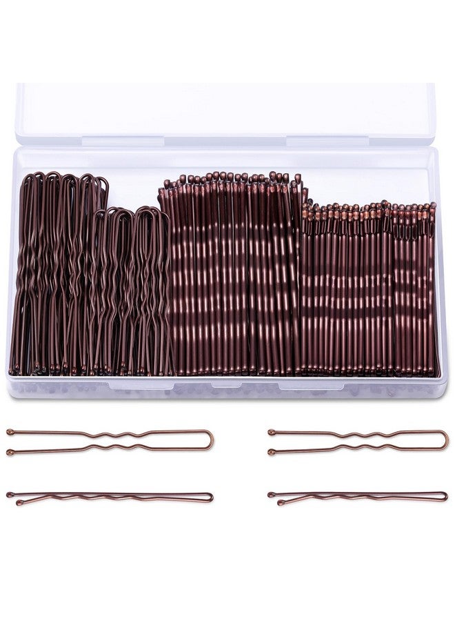 TsMADDTs 200PCS Bobby Pins Brown U Shaped Hair Pins for Buns Women Girls with Storage Box, 2.4IN&2IN - Image 1
