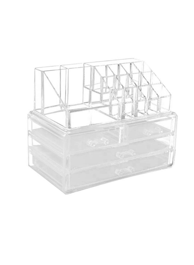Yuwell Cosmetic Makeup Organizer With 4 Drawers And Brush Organizer Acrylic Skin Care Storage Display Case For Bathroom Countertop And Bedroom Vanity Dresser - Image 1