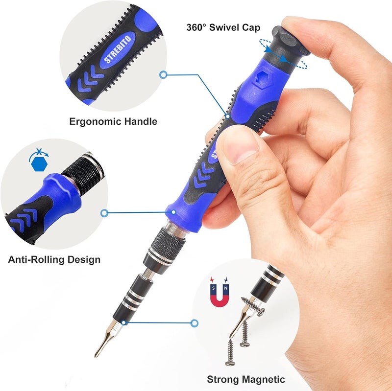 STREBITO Precision Magnetic Screwdriver Set 124-Piece Electronics Tool Kit with 101 Bits, for Computer, Laptop, Cell Phone, PC, MacBook, iPhone, PS4, PS5, Xbox Repair - Image 3