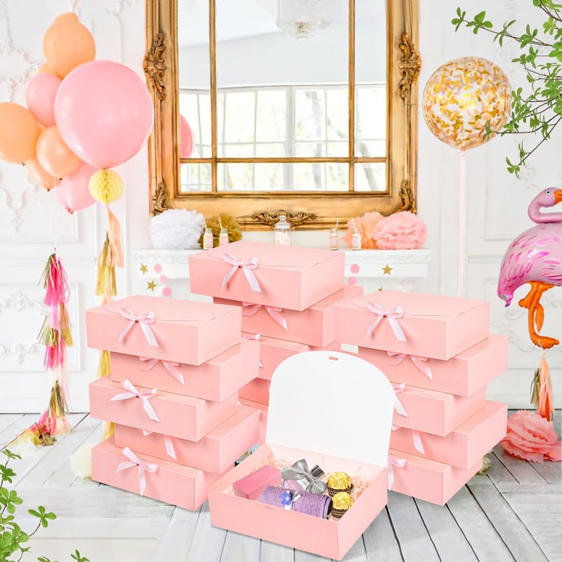 Wluseaxi 15Pack Gift Boxes With Lids  10.6X7.8X3.1 Inches Bridesmaid Proposal Box With Ribbon  Pink Gift Boxes For Presents Kraft Paper Boxes For Wedding Christmas Birthday Baby Shower Party - Image 3
