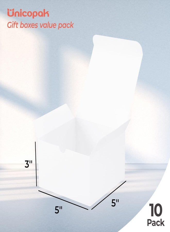 UnicoPak 10 Pack 5x5x3 Gift Boxes, White Small Gift Boxes Ideal for Birthday Christmas Party Homemade Business - Image 2