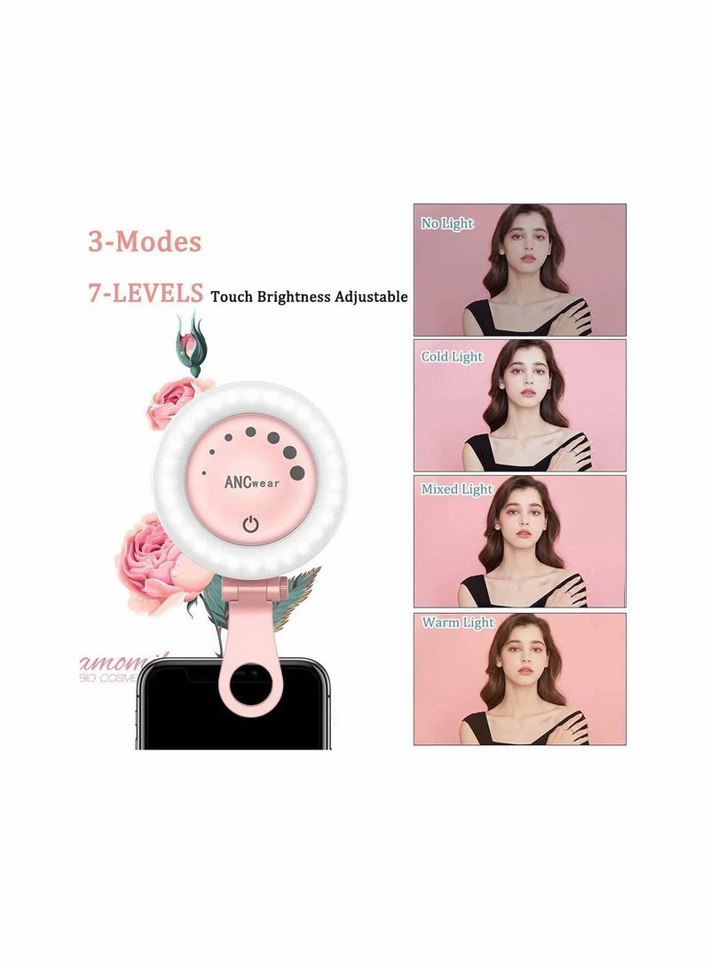 SYOSI Selfie Ring Light, KASTWAVE for Phone for iPhone Laptop Mini Clip On and Portable Light for Photography, Makeup, 21 Light Mode 60 Led Beads 500mhA Rechargeable - Image 3