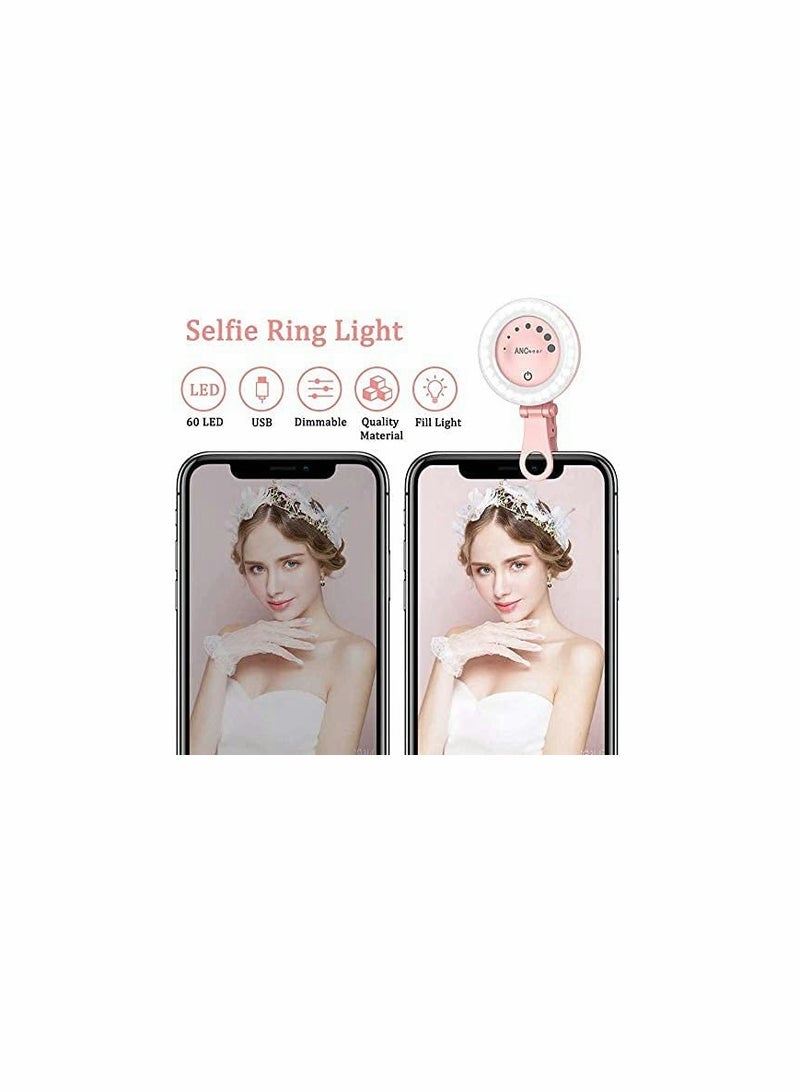 SYOSI Selfie Ring Light, KASTWAVE for Phone for iPhone Laptop Mini Clip On and Portable Light for Photography, Makeup, 21 Light Mode 60 Led Beads 500mhA Rechargeable - Image 2