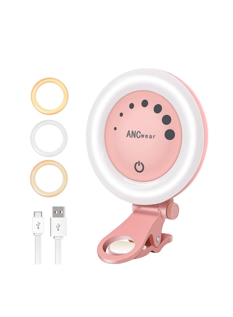 SYOSI Selfie Ring Light, KASTWAVE for Phone for iPhone Laptop Mini Clip On and Portable Light for Photography, Makeup, 21 Light Mode 60 Led Beads 500mhA Rechargeable - Image 1