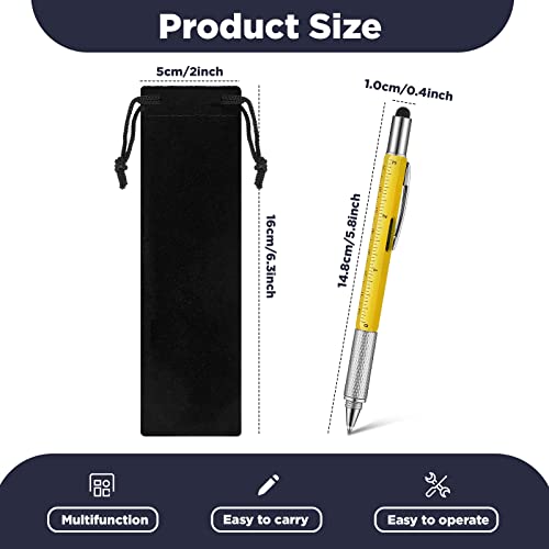 Sabary 24 Pcs Multitool Pen 6 in 1 Screwdriver Pen Gadget Stocking Stuffers Christmas Gifts for Dad Multitool Pen with Touch Screen Stylus Top Ruler Level Gauge Screwdriver Black Refills Bags for Men Father - Image 3