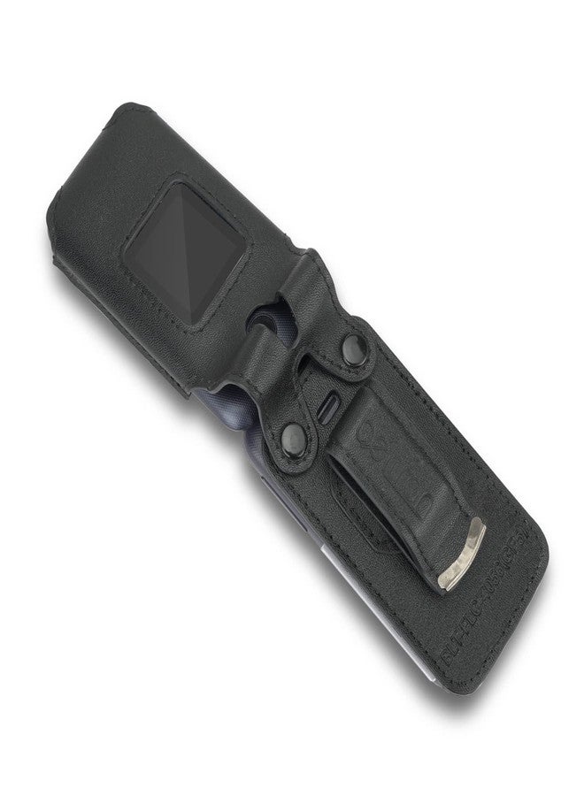 جراب BELTRON الجلدي المصمم خصيصًا لهاتف Alcatel Go Flip 4 / TCL Flip Pro - غطاء آمن ومناسب تمامًا مع حماية مدمجة للشاشة ومشبك حزام معدني دوار (أسود) - Image 5