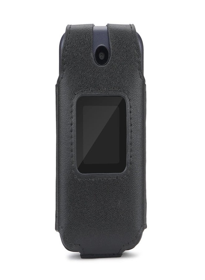 جراب BELTRON الجلدي المصمم خصيصًا لهاتف Alcatel Go Flip 4 / TCL Flip Pro - غطاء آمن ومناسب تمامًا مع حماية مدمجة للشاشة ومشبك حزام معدني دوار (أسود) - Image 3