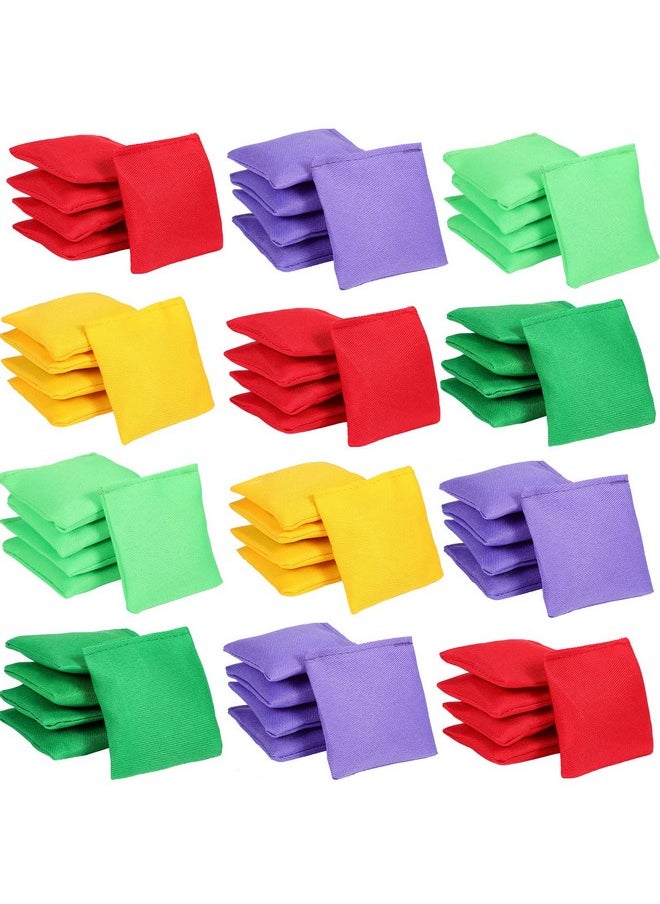 Sotiff 48 Packs Mini Colorful Cornhole Bean Bags Polyester Small Bean Bag Toy Set Sack Tossing Beanbag For Hand Toss Game Family Fun Outdoor Sports Supply For Kids Boys Girls 2.4 X 2.4 Inch (Solid Style)  - Image 1