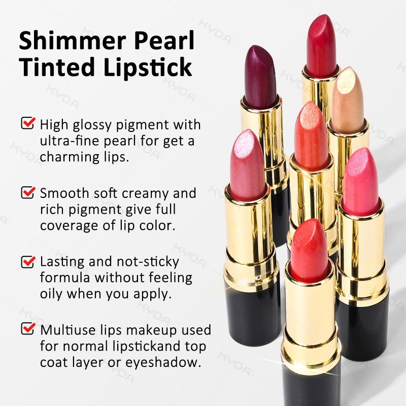 KYDA Orange Shimmer Lipstick, Metallic Pearl Lipstick, Lasting Non-sticky Glitter Lips Color, High Glossy Lips Makeup for Women, Coral Orange - Image 4