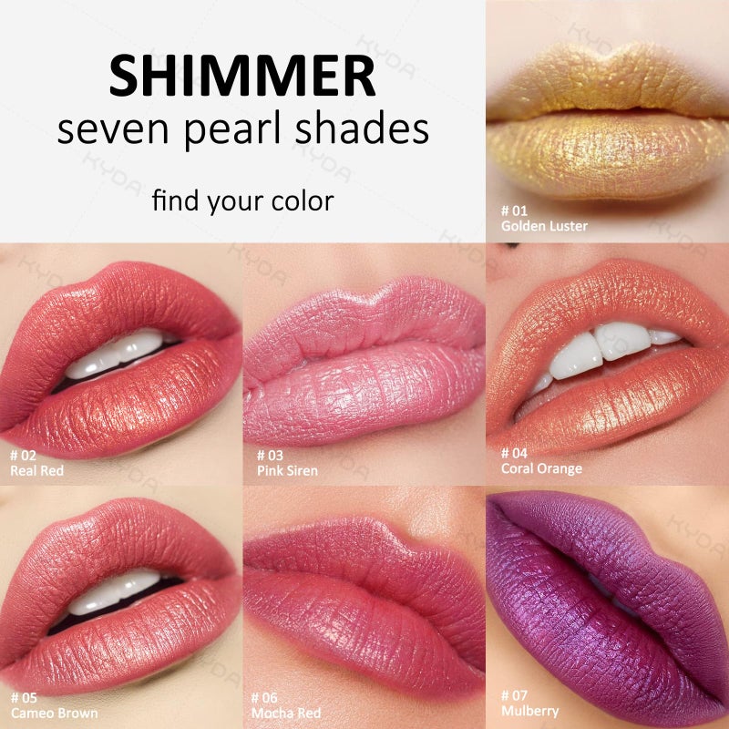 KYDA Orange Shimmer Lipstick, Metallic Pearl Lipstick, Lasting Non-sticky Glitter Lips Color, High Glossy Lips Makeup for Women, Coral Orange - Image 3