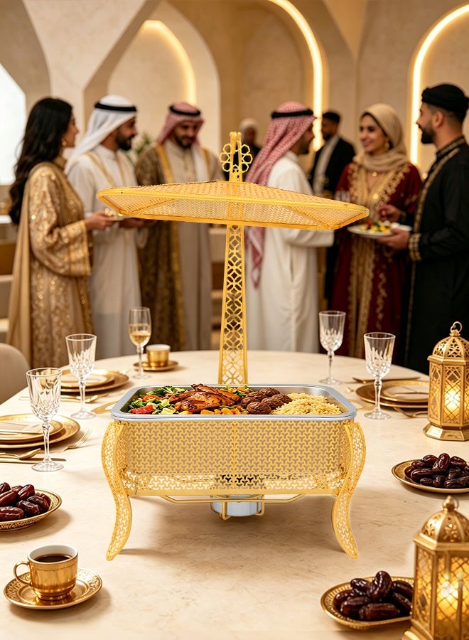 5.5 لتر جديد الوصول، صحن بوفيه ذهبي من الفولاذ المقاوم للصدأ بتصميم معلق، مدفء بوفيه تجاري بالتسخين بالكحول للفنادق والمطاعم - Image 4