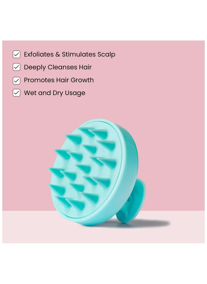 هيربرست Scalp Stimulating Massage Brush - for Men and Women - Blue Color Hand Held with Silicone Bristles