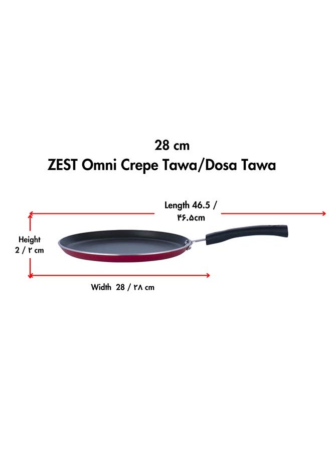 VINOD Vinod Zest Aluminium Non Stick Dosa Omni Tawa - 28cm | 4mm Extra Thick | 3 Layer Ceramic Coat | Bakelite Handle | Toxin Free | Gas Base - 1 Year Warranty  - Image 2