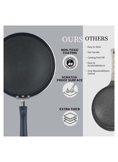 VINOD Vinod Zest Aluminium Non Stick Dosa Omni Tawa - 28cm | 4mm Extra Thick | 3 Layer Ceramic Coat | Bakelite Handle | Toxin Free | Gas Base - 1 Year Warranty  - Image 5