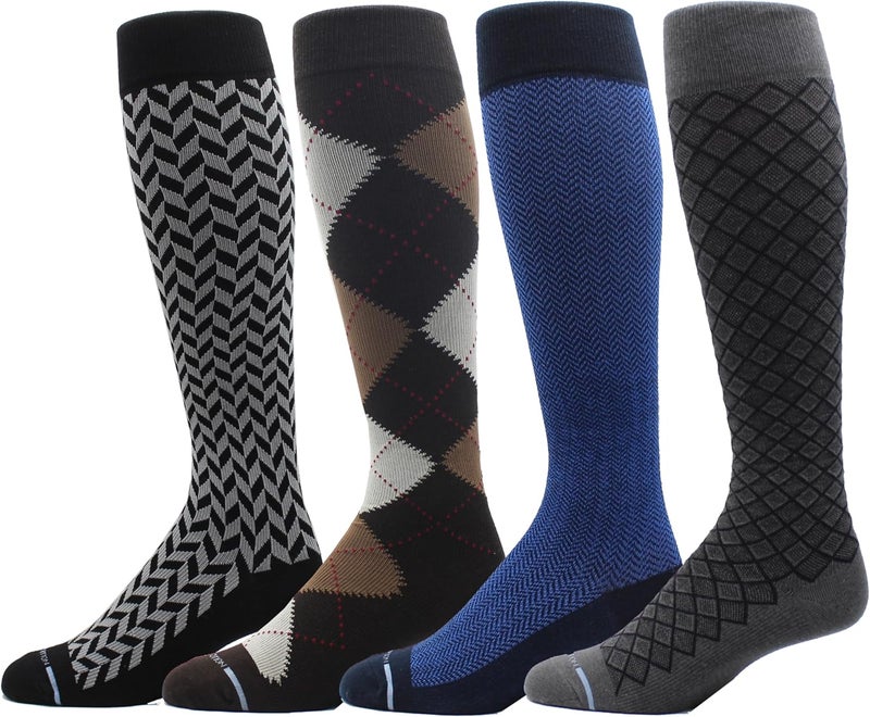 Dr Motion 4 Pairs Men's Athletic Traveler Graduated Compression Knee High Socks - Image 1