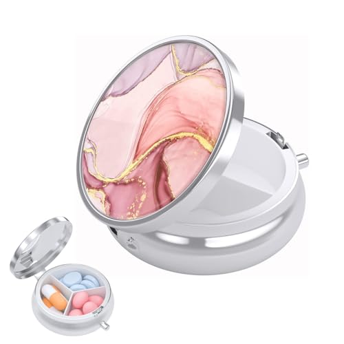 HANNEA® Pill Box, 3-Compartment Small Pill Box for Travel, Purse & Pocket, Portable Medicine Organizer for Vitamins, Medication, Fish Oil and Supplements, Pink - Image 1
