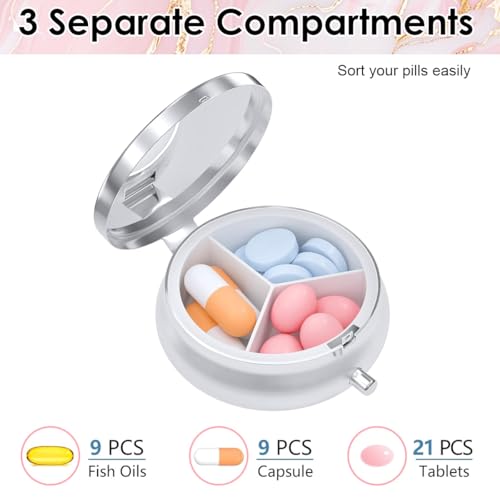 HANNEA® Pill Box, 3-Compartment Small Pill Box for Travel, Purse & Pocket, Portable Medicine Organizer for Vitamins, Medication, Fish Oil and Supplements, Pink - Image 4