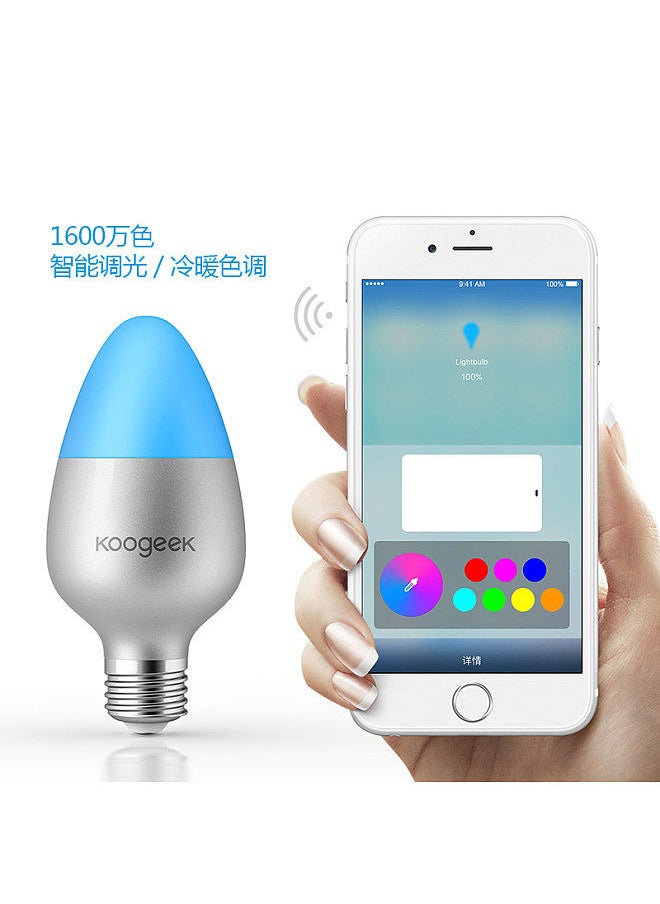 Generic - Koogeek Wi-Fi Enabled E27 8W Color Changing Dimmable Smart LED Bulb Works with Apple HomeKit Support Siri Home App Schedules Remote Control 16 Million Colors AC200-240V - Image 1