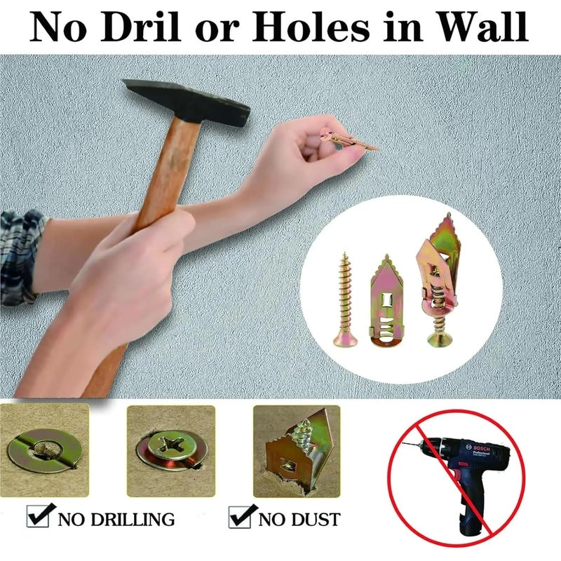 مسامير تثبيت الجدران الجافة (Drywall Anchors)، عدد 100/300/500 قطعة، براغي توسعة (Expansion Screws)، مجموعة مسامير تثبيت الجدران الجافة قابلة للحفر الذاتي للاستخدام المنزلي، لوح جبسي (Gypsum Board)، مسامير للجدران المجوفة، براغي ذاتية التثبيت (Self-Tapping Screw)، مقاس 12x40 مم (300 قطعة). - Image 4