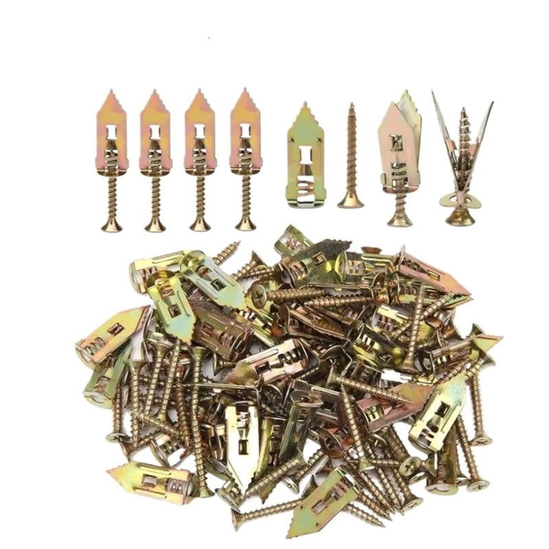 مسامير تثبيت الجدران الجافة (Drywall Anchors)، عدد 100/300/500 قطعة، براغي توسعة (Expansion Screws)، مجموعة مسامير تثبيت الجدران الجافة قابلة للحفر الذاتي للاستخدام المنزلي، لوح جبسي (Gypsum Board)، مسامير للجدران المجوفة، براغي ذاتية التثبيت (Self-Tapping Screw)، مقاس 12x40 مم (300 قطعة). - Image 1