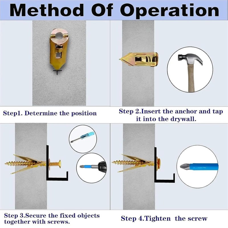 مسامير تثبيت الجدران الجافة (Drywall Anchors)، عدد 100/300/500 قطعة، براغي توسعة (Expansion Screws)، مجموعة مسامير تثبيت الجدران الجافة قابلة للحفر الذاتي للاستخدام المنزلي، لوح جبسي (Gypsum Board)، مسامير للجدران المجوفة، براغي ذاتية التثبيت (Self-Tapping Screw)، مقاس 12x40 مم (300 قطعة). - Image 5