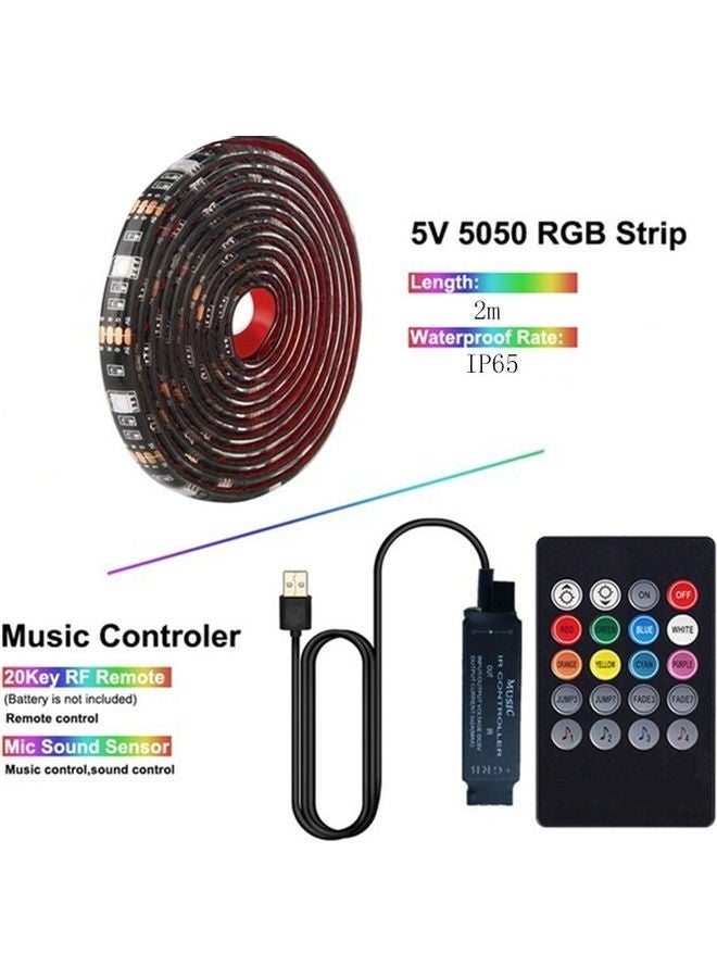كابتن تيك شريط إضاءة مرن بإضاءة متعددة الألوان RGB مكون من 60 مصباح LED متعدد الألوان 2متر - Image 2