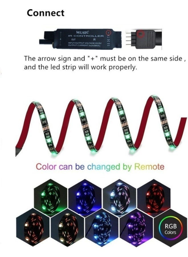 كابتن تيك شريط إضاءة مرن بإضاءة متعددة الألوان RGB مكون من 60 مصباح LED متعدد الألوان 2متر - Image 5