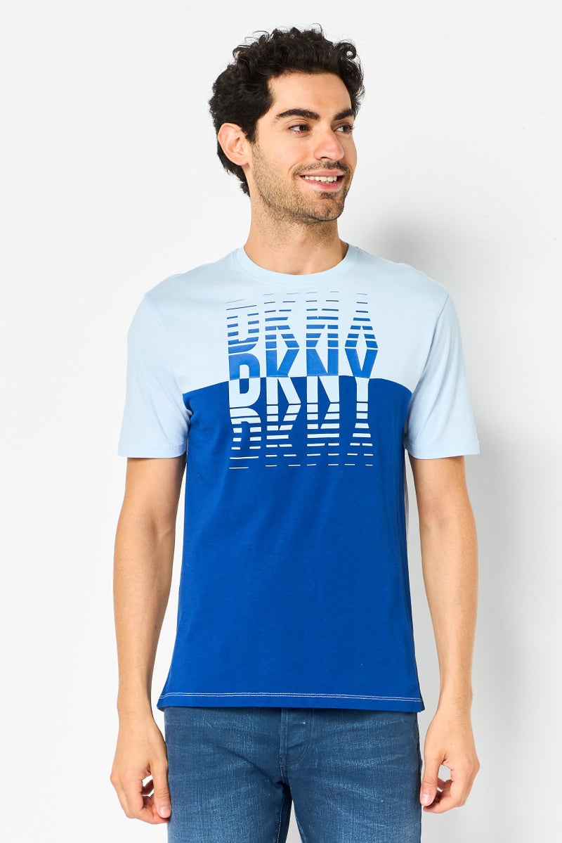 DKNY Men Crew Neck Short Sleeve Graphic Print T-Shirt, Blue - Image 1
