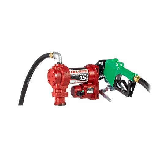 FILL RITE مضخة نقل الوقود Fill-Rite FR1210HA1 12V 15 GPM مع خرطوم تصريف وفوهة أوتوماتيكية (خضراء) - Image 2