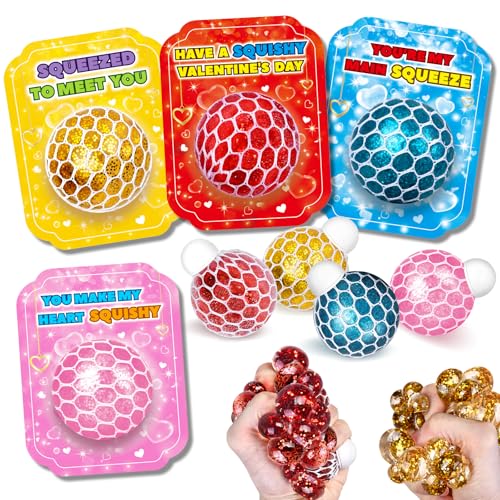 OCHIDO 24 Pack Valentines Day Cards for Kids with Slime Stretchy Squeeze Balls Valentines Day Gifts for Kids School Classroom Exchange Valentines Day Party Favors Prizes for Boys Girls - Image 1