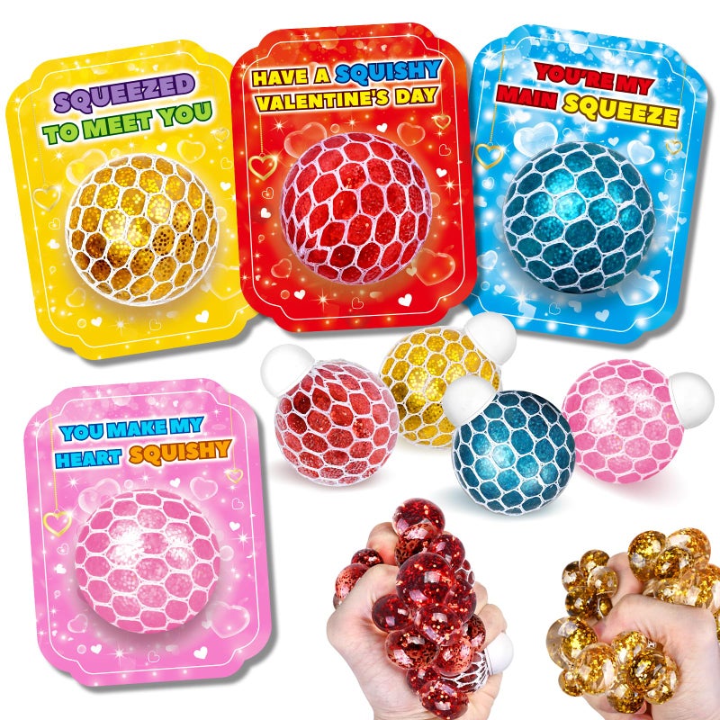 OCHIDO 24 Pack Valentines Day Cards for Kids with Slime Stretchy Squeeze Balls Valentines Day Gifts for Kids School Classroom Exchange Valentines Day Party Favors Prizes for Boys Girls - Image 3