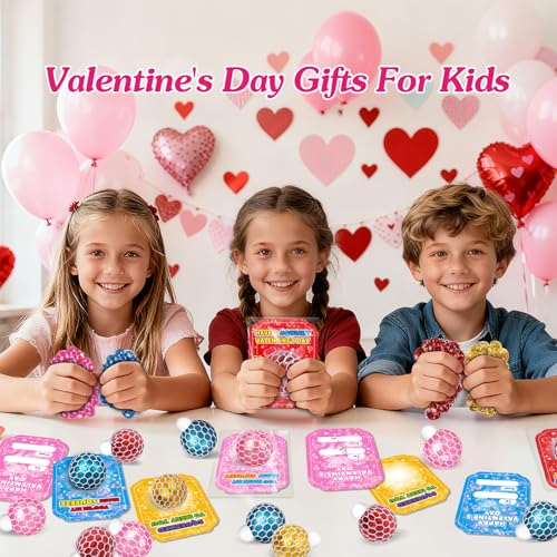 OCHIDO 24 Pack Valentines Day Cards for Kids with Slime Stretchy Squeeze Balls Valentines Day Gifts for Kids School Classroom Exchange Valentines Day Party Favors Prizes for Boys Girls - Image 5