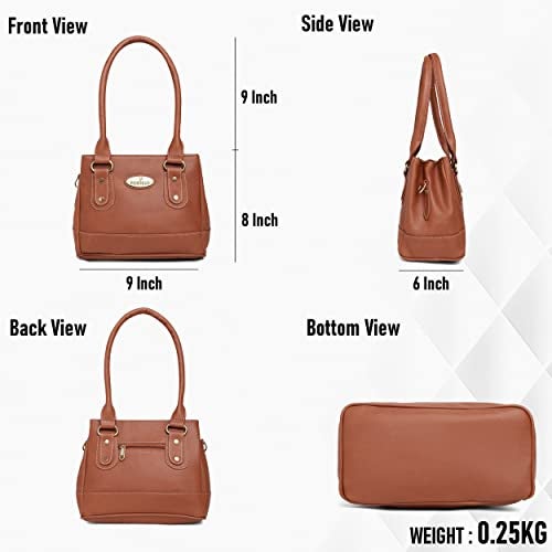 Fostelo Women's Bowie Satchel Tote Handbag for Women | Ladies Purse | Stylish Shoulder Bag | Gift For Women | Tan - Image 3
