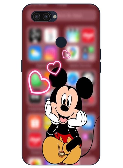 غطاء حماية مطبوع عليه صورة ميكي ماوس مع قلوب لهاتف Oppo A12 2020