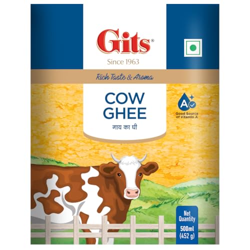 Gits Cow Ghee 500 ml carton | Pack of 1 | Aroma in every drop |Pure Veg, Pure Cow Ghee, Desi Ghee, No preservatives | Rich Taste & Aroma | Good source of Vitamin A, Delicious, Healthy & Nutritious | Good for Digestion, Heart, Skin and Hair | Homemade taste - Image 1