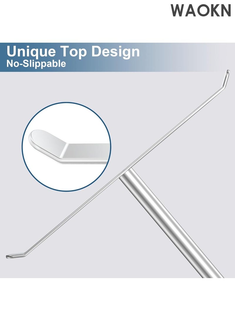 دبليو أيه أو كي أن رف مناشف من الفولاذ المقاوم للصدأ على شكل حرف T - منظم 2 في 1 مثبت على الحائط وسطح الطاولة، ملحقات حمام مقاومة للماء مع حامل عصابة رأس، حل تخزين مطبخ موفر للمساحة، تصميم عصري مقاوم للصدأ (فضي) - Image 3