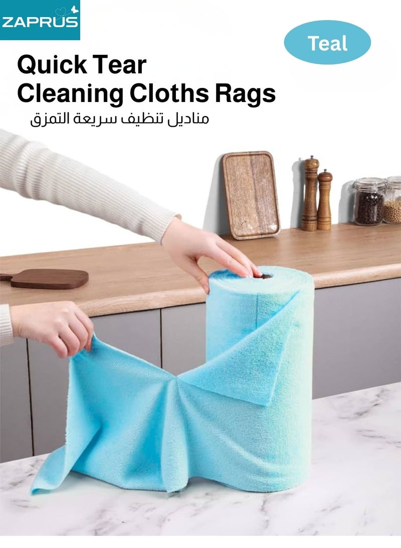 زابروس مناديل تنظيف متعددة الأغراض من زابروس Microfibre، 50 ورقة، قطع قماش قابلة لإعادة الاستخدام والغسل، فائقة الامتصاص، مناشف مطبخ متعددة الأغراض باللون الأزرق بحجم متوسط - Image 2