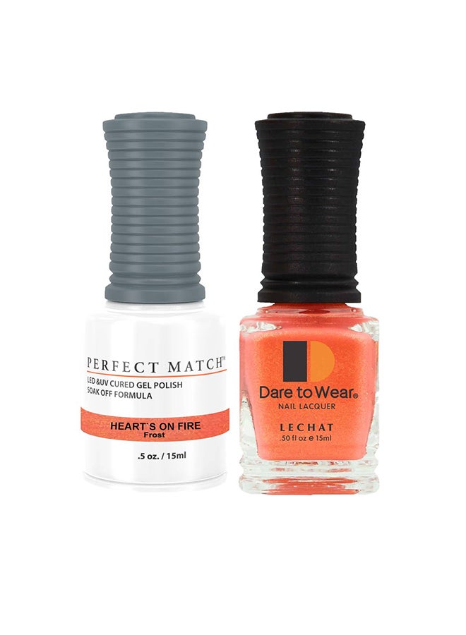 Gel Nail Polish + Nail Lacquer 2x15ml - Soak Off Gel Nail Polish UV LED Gel Polish Heart's on Fire PMS229