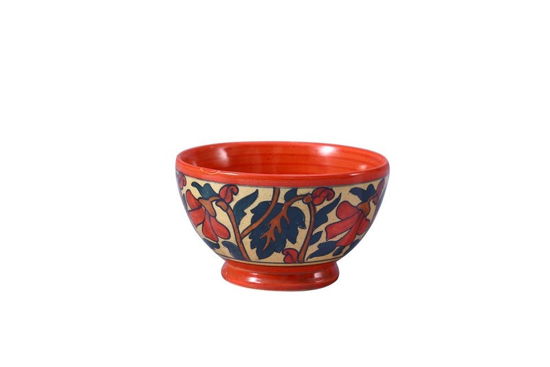 Caffeine Ceramic Handmade Orange Kohbar Nut Serving Bowl (Set of 1)